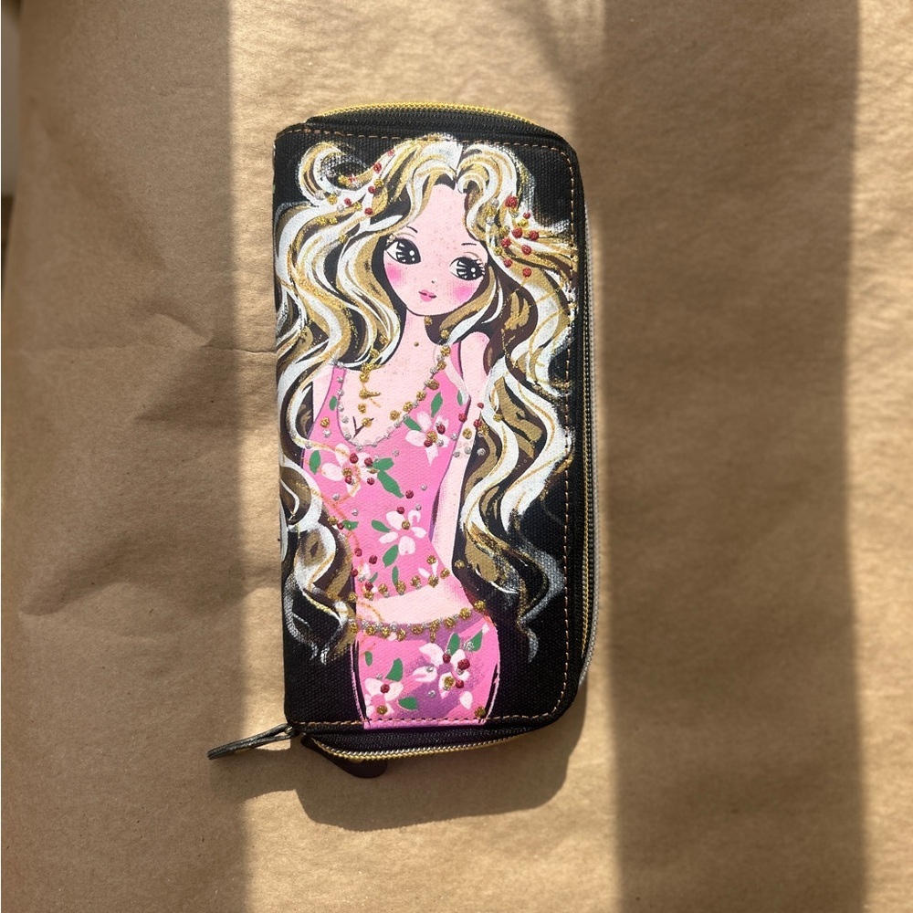 Wet Seal Stylish Black Wallet with Artistic Design